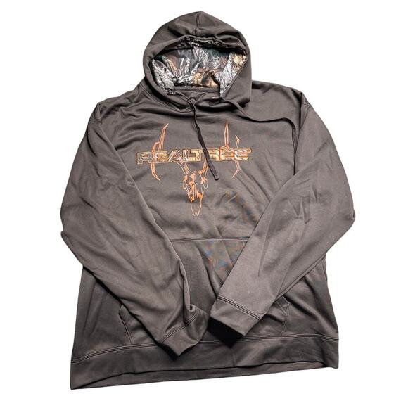 Men’s XL RealTree Hoodie, Gray with Orange Logo & Camo Hood Lining - Picture 1 of 6